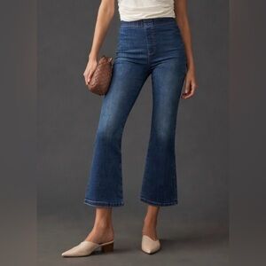 Anthropologie Pilcro Pull-On Flare Crop Jeans Large Petite
